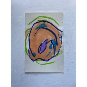 Original Abstract Art Painting Mixed Media Modern Colorful Small 5.5‎ x 8.5 Inch